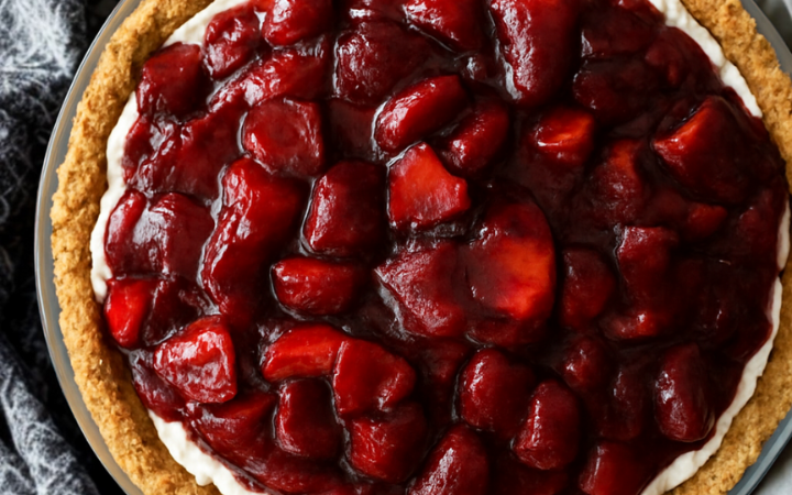 Easy Roasted Strawberry Cheesecake Pie Recipe