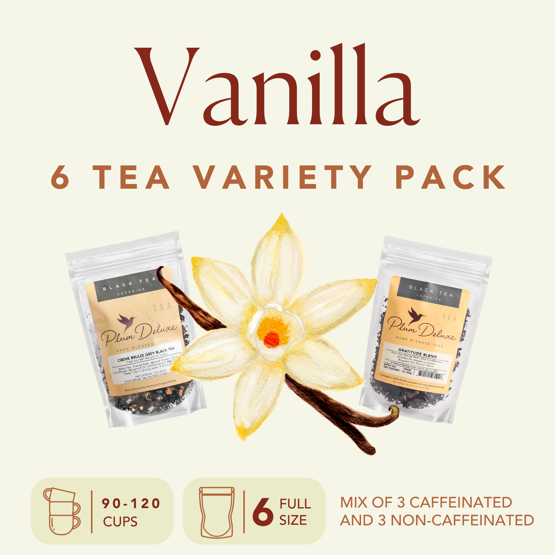 Vanilla Tea Variety Pack [6 Full Size Vanilla Teas]