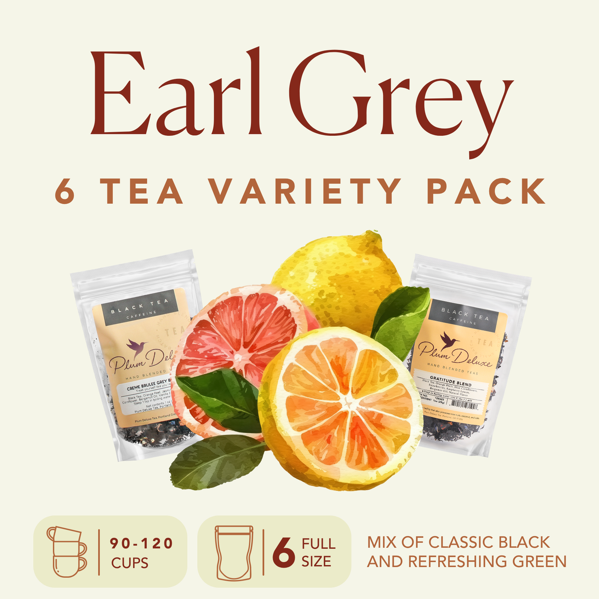 Earl Grey Tea Variety Pack [6 Full Size Bergamot Teas]